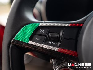 Alfa Romeo Giulia Steering Wheel Trim - Italian Theme - Std Model - Control Trim - Carbon Fiber - Pre '20 models - Feroce Carbon Alfa Romeo Giulia Steering Wheel Trim - Italian Theme - Std Model - Control Trim - Carbon Fiber - Pre '20 models - Feroce Carbon